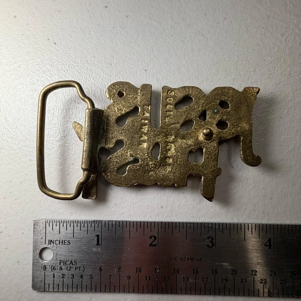 Vintage Jesus First Solid Brass Belt Buckle Christian Religious Taiwan Gold Tone